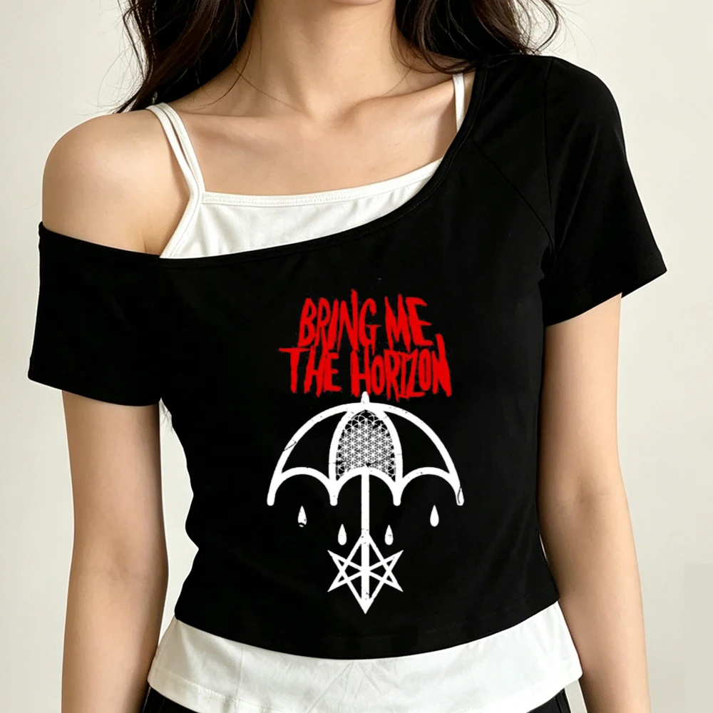 Bring Me the Horizon crop top women emo funny manga shirt meme harajuku cutecore