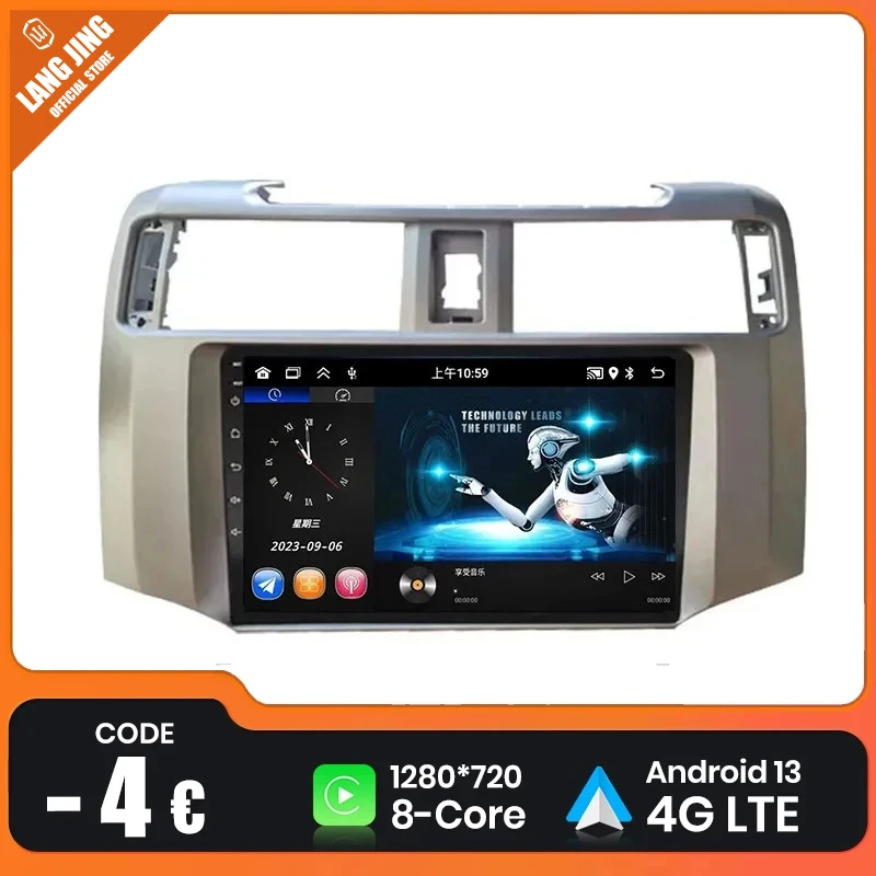 

LANGJING Android Car Radio for Toyota 4 Runner 2009-2019 CarPlay Car Multimedia Player DSP 4G Navigation Android Auto CarStereo