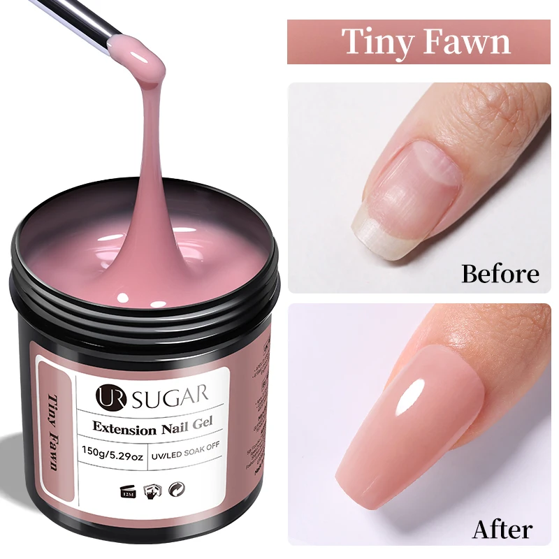 UR Sugar 150g Schnellverlängerungs-Nagelgel UV LED Aushärtbares Aufbaugel Acryl French Nail Art Semi-Permanent Abziehbarer Gel-Lack