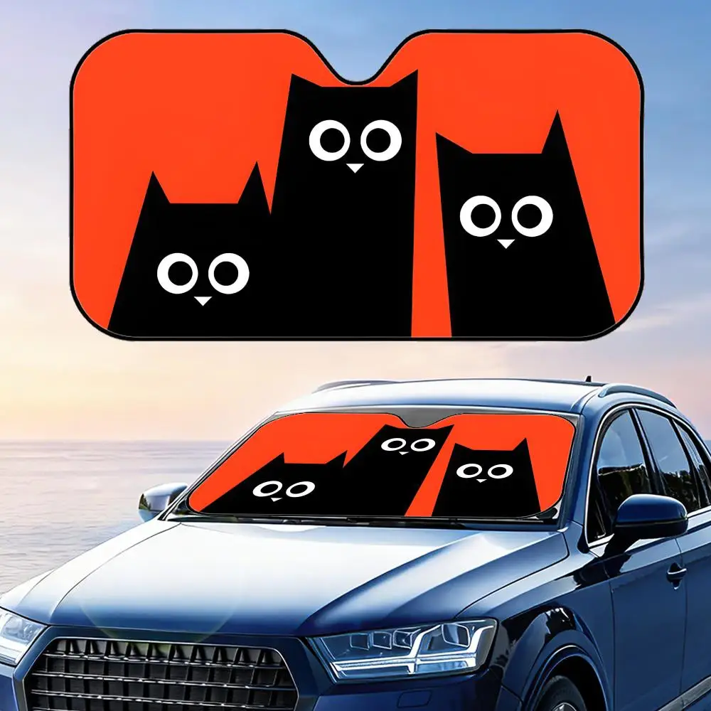 

Cute Cats Sun Visor Reusable Aluminum Foil Windshield UV Protection Heat Insulation Cover Sun Visor Shade
