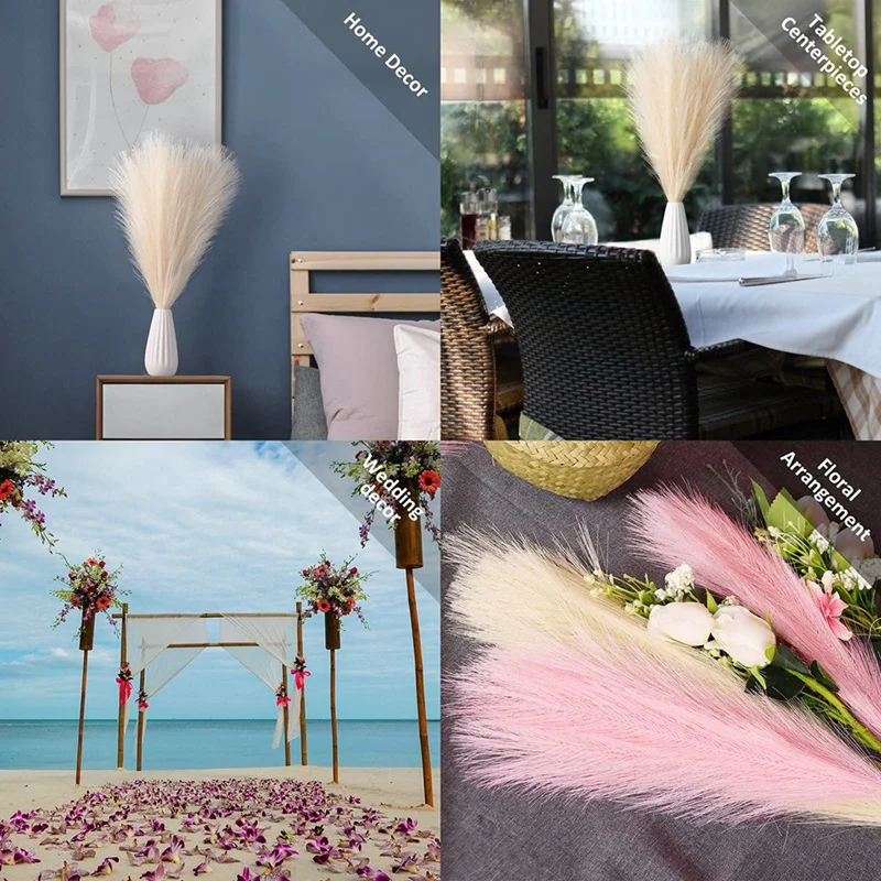 

Faux decoration Faux Pampas Grass,18In/45Cm Artificial Pampas Grass 5 Stem Pompous Grass Flower Arrangement for (White)