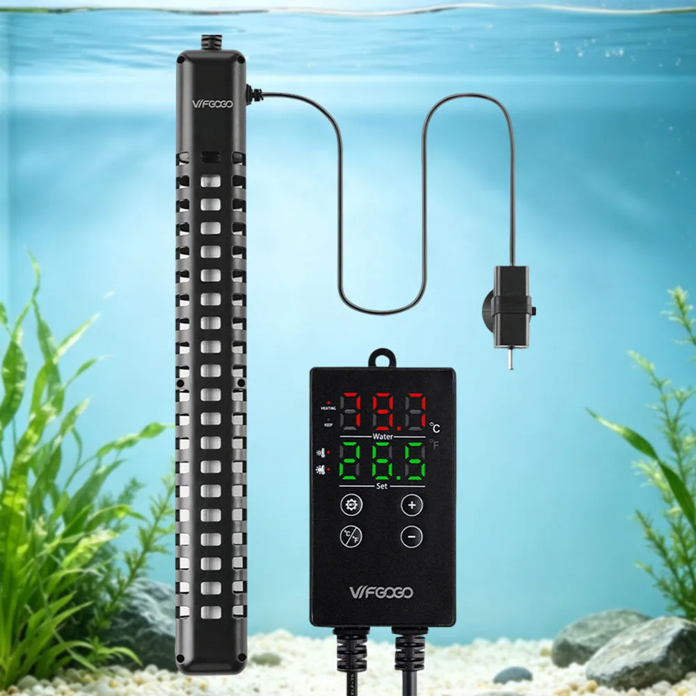 220-240VAquarium Digital Display Heating Rod with Power-off Memory Function Fish Tank Constant Temperature Controller 100-800W