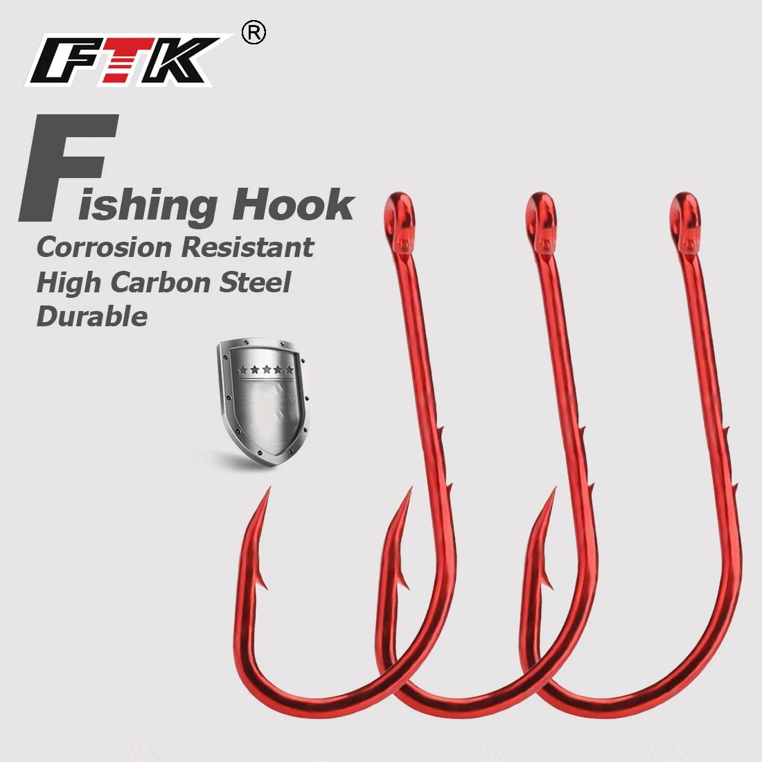 

FTK 50PCS-100PCS Red Barbed Hook High Carbon Steel Fishing Hook Double Back Spiny Hook Long Handle Worm Fishing Hook Accessories