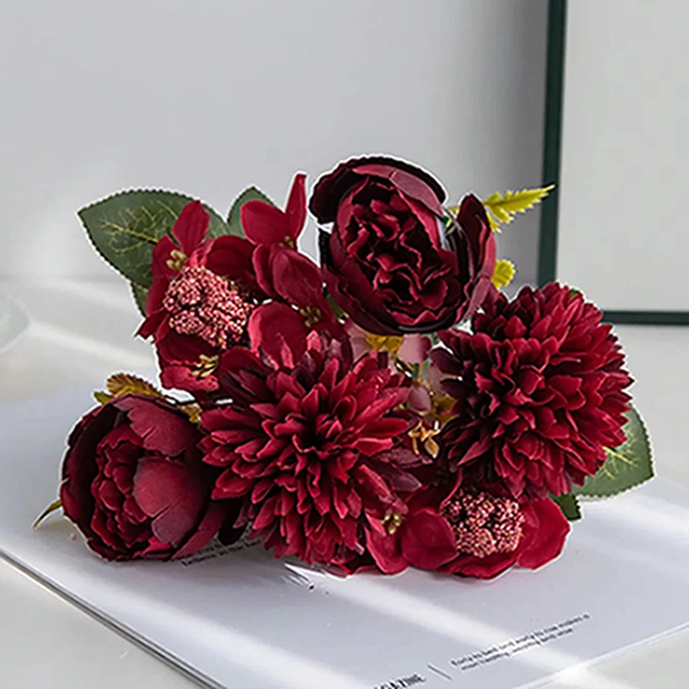 

Artificial Flowers Silk Ball Chrysanthemum Rose Home Room Wedding Bridal Bouquet Decora Valentine Outdoor Garden DIY Gifts Cheap