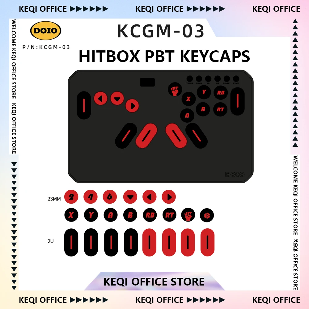 Doio Hitbox KCGM-03 19keys 22keys Keycaps Pbt Sublimation Customized Mini Keyboard Keycap PC Gamer Desktop Accessories Gifts