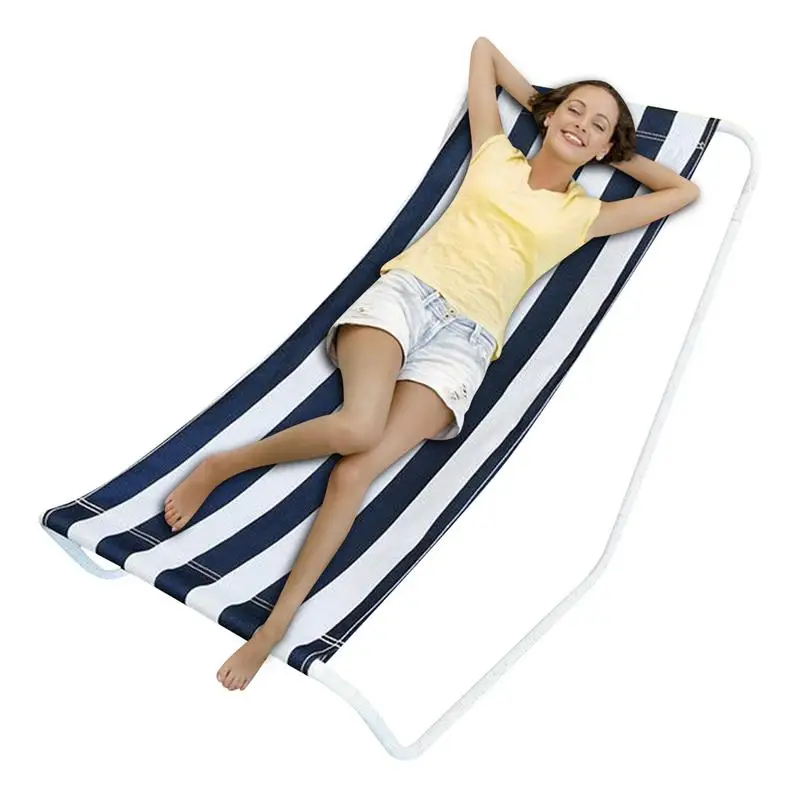 Beach Lounge Chair Portable Folding Sun Lounger Adjustable Reclining Sunbathing Lounge Chair for Lawn Poolside Picnic Outdoor