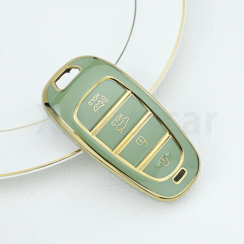 4 Buttons Shell Fob For Hyundai Sonata Hybrid NEXO NX4 Santafe Dn8 Tucson Solaris Car TPU Key Holder Case Cover Accessories