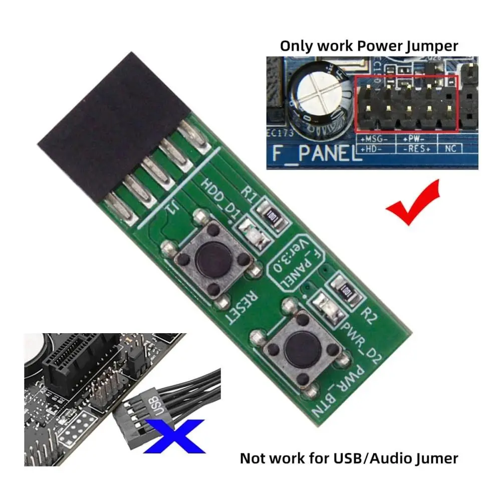 Practical 9Pin Motherboard Tester Universal DIY Reset/Power Switch Adapter PC Assembly Case Switch PC Builder