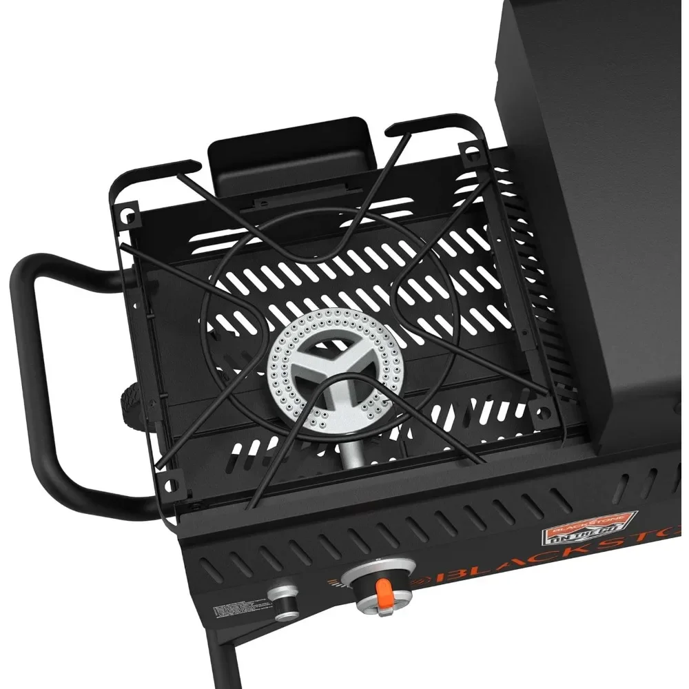 1550 On The Go Combo dengan Roda, Kaki, Kap & Rak Samping, Grill Panggangan BBQ Portabel Tugas Berat dengan Permukaan Datar untuk Dapur