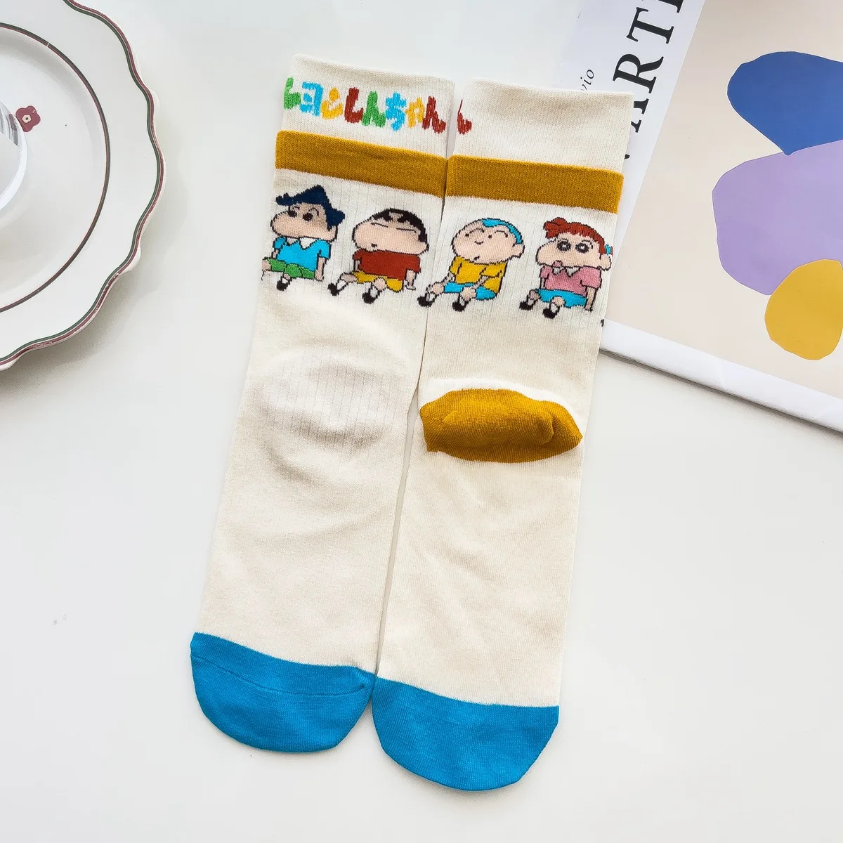 Adult Crayon Shin-chan Socks Fall Winter Combed Cotton Socks Men Women\'s Warm Long Socks Gifts Average Size 18-40 Years