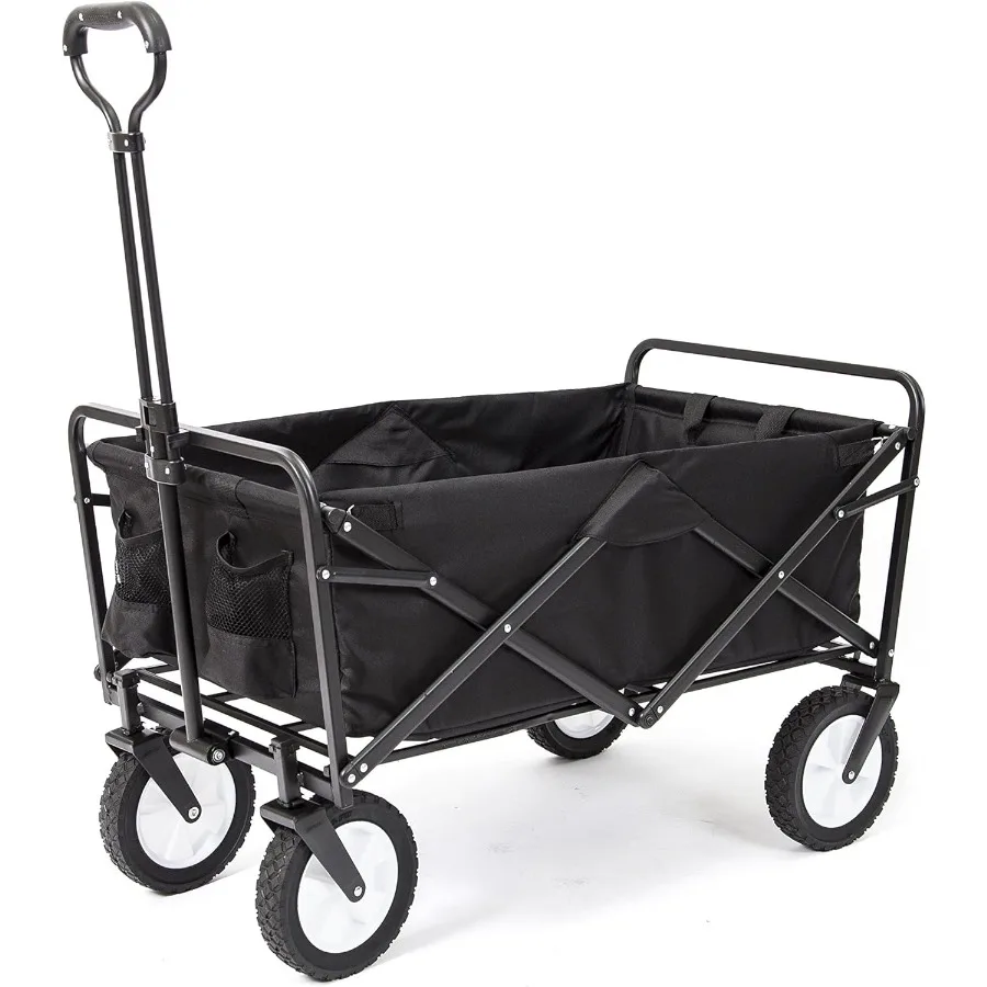 

Mac Sports Collapsible Folding Outdoor Utility Wagon Black for Garden Camping Beach and Yard Work Durable Lightweight Design wi