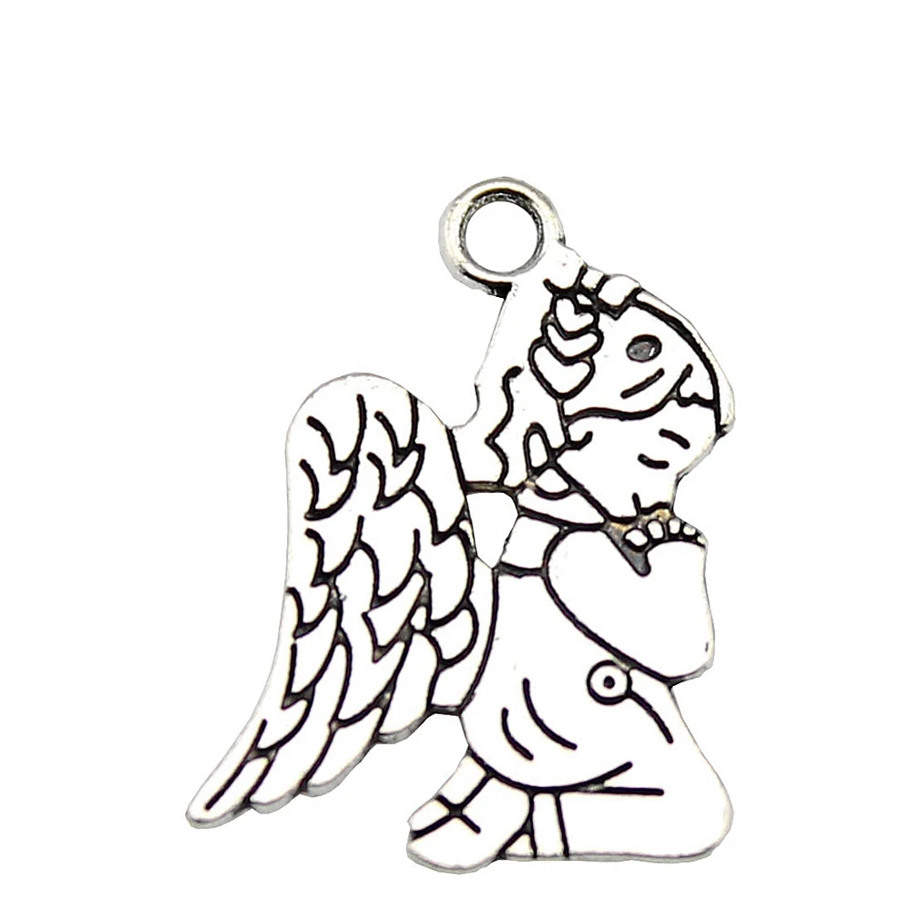 Antique Silver Color Guardian Angel Charms Handmade Jewelry Making Accessories Zinc Alloy