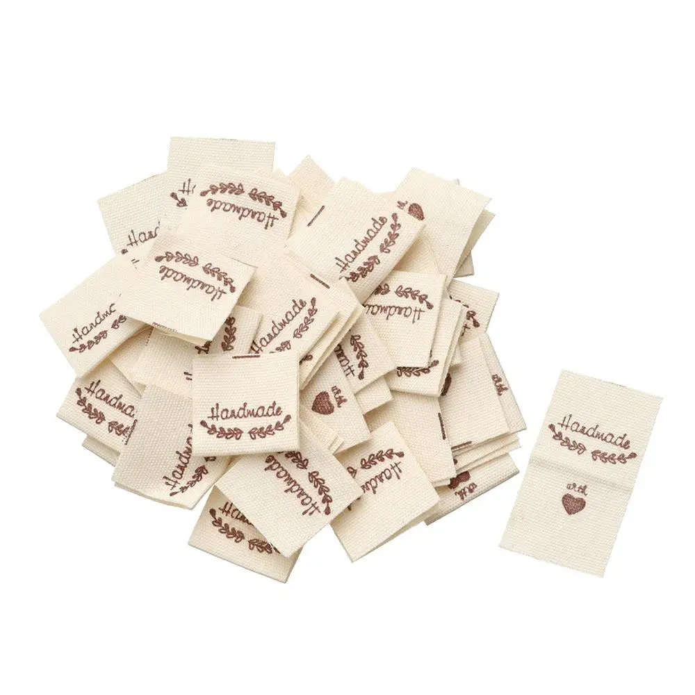 

Тканые вязаные принадлежности в форме сердца с мультяшным узором, бирки для одежды, швейные аксессуары, тканевые этикетки для одежды, ручная работа с любовью