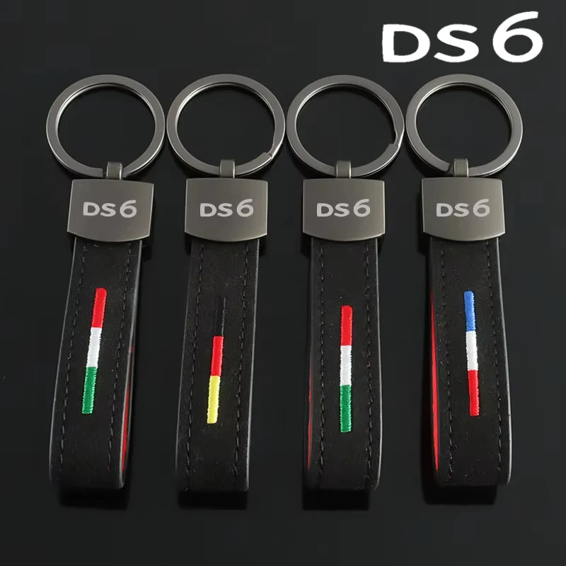 Car Key Chains Suede Key Rings Holder Auto Keyring Pendant Accessories for Citroen DS6 Logo XSARA C4 C5 C3 C-elysee C-zero CX