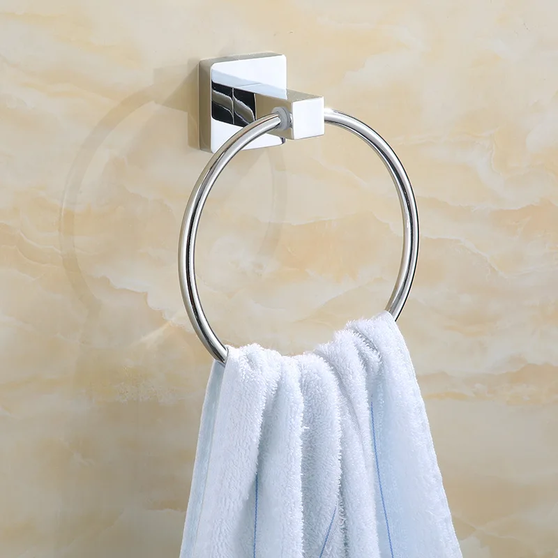 Bathroom Hand Towel Holder Towel Ring Round Bath Towel Holder Wall Mount Stainless Steel Polished Finish