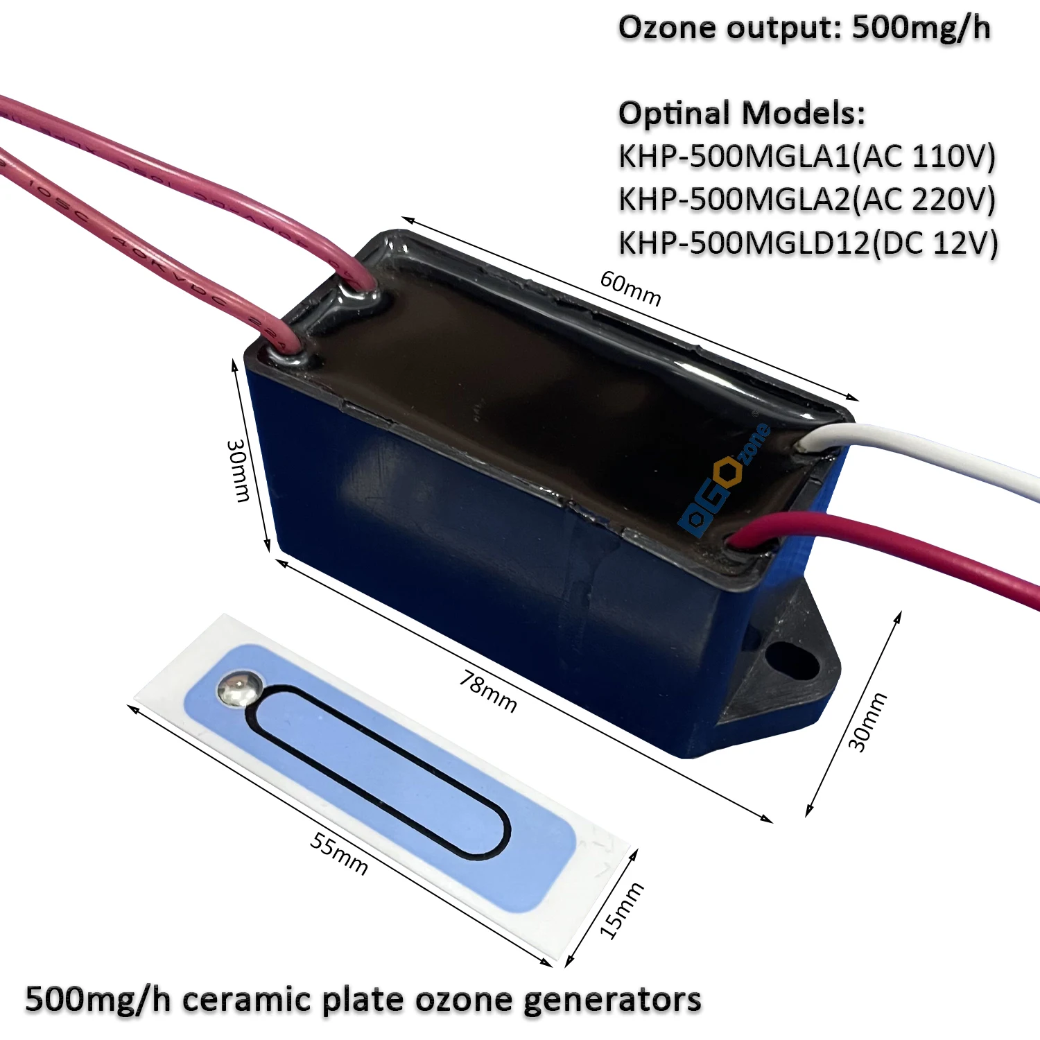 500mg Long Life Ceramic Plate Ozone Generator for Air Purifying Air Cooling Ozonizer Ozon Purifier KHP-500MGLA1/A2