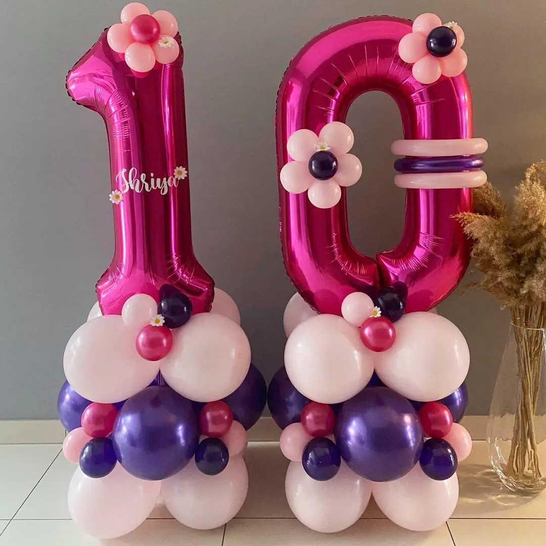 40 Zoll Heiße Rosarote Zahlenballons, Große Riesige Zahlen-Folienballons für Helium, Geburtstagsfeier, Feier, Dekoration, Große Globos – Detail 1