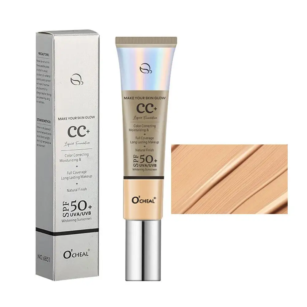 Liquid Foundation Makeup, CC Cream Natural Moisturizing Makeup Cream Foundation Oil-control Whitening Concealer BB Cosmetic Q2J4