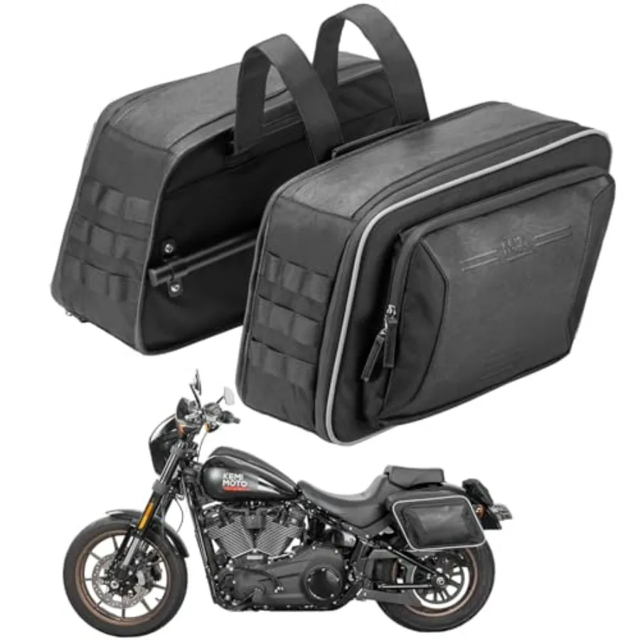 

Motorcycle Saddlebags Expandable 22-30L 11-15Lx2 with Quick-Release Brackets PU Leather Handbag Waterproof with Rain Cover Comp