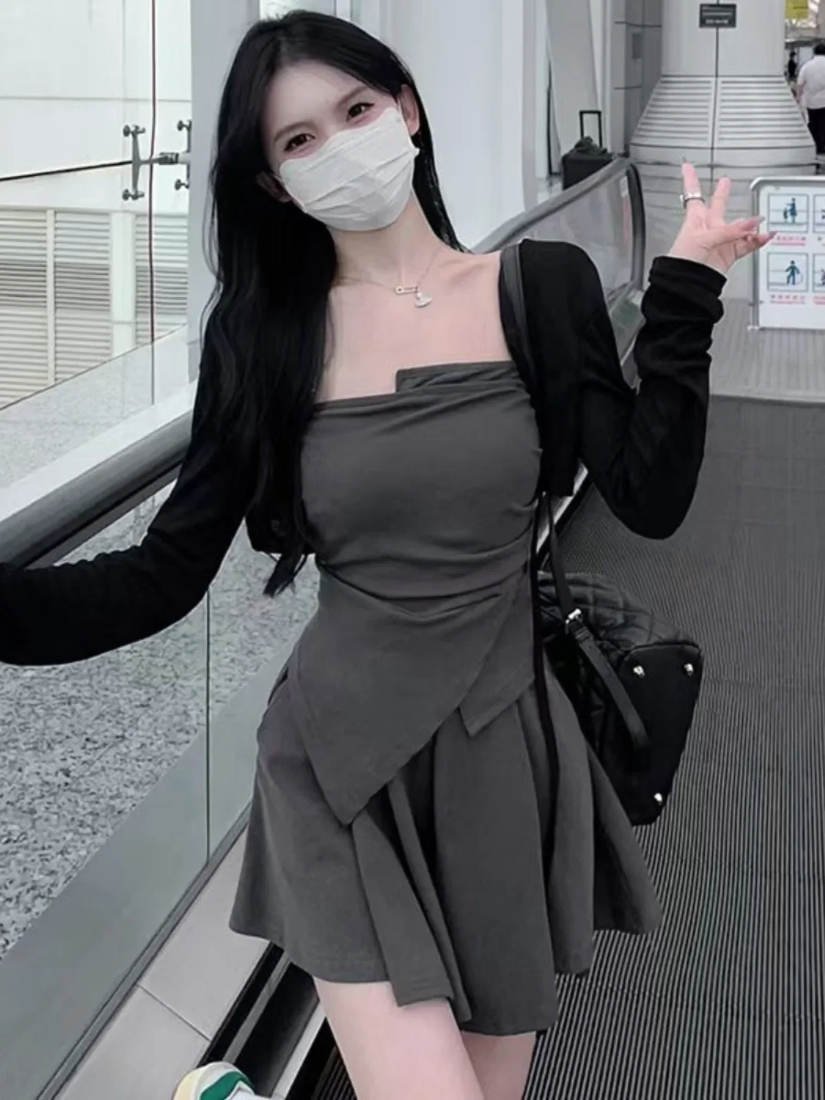 

Сладкий и пряный облегающий комплект футболок, открытая юбка-кардиган Orts, весенне-летний ансамбль Faion для молодых женщин