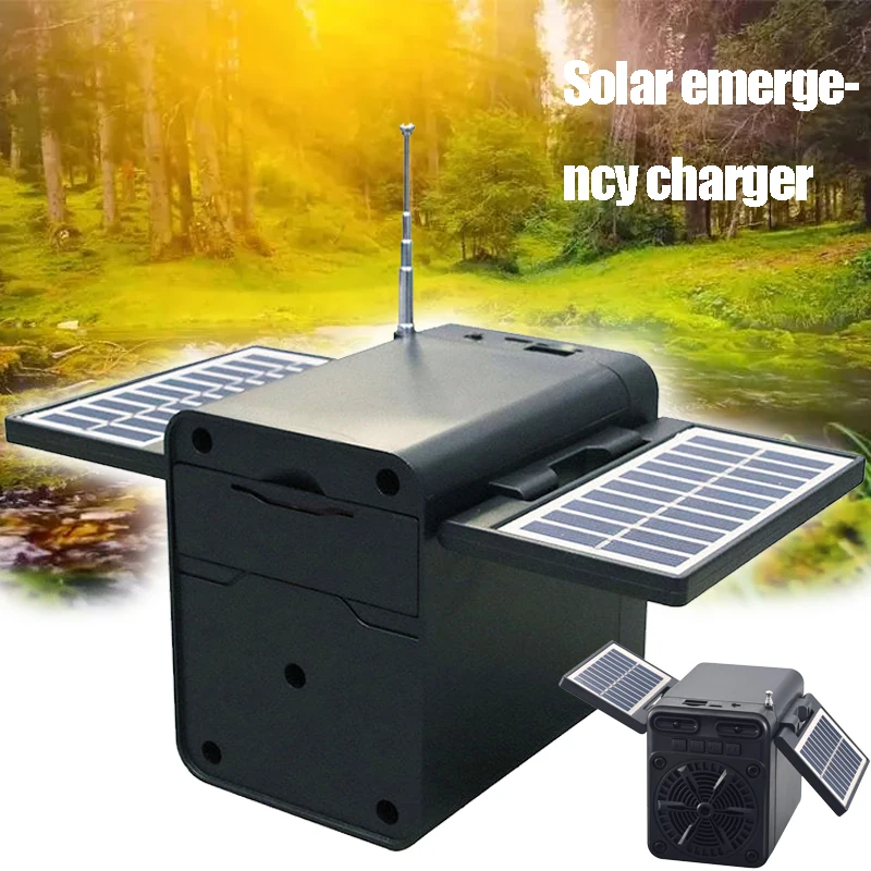 Portable Solar Emergency Charging FM Radio Multifunctional Bluetooth Speaker TF Card USB Drive with Battery Playback