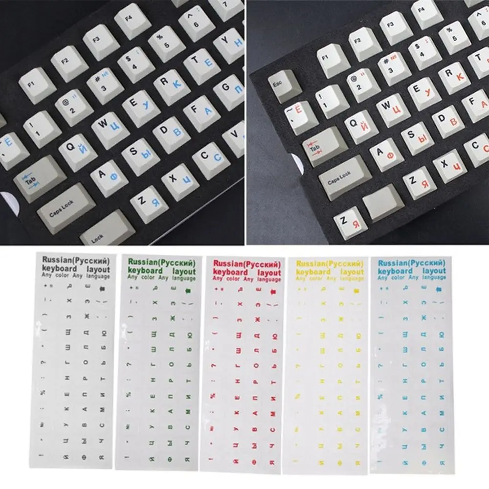 For Computer Multiple Color Protective Film Keyboard Stickers Russian Transparent Language