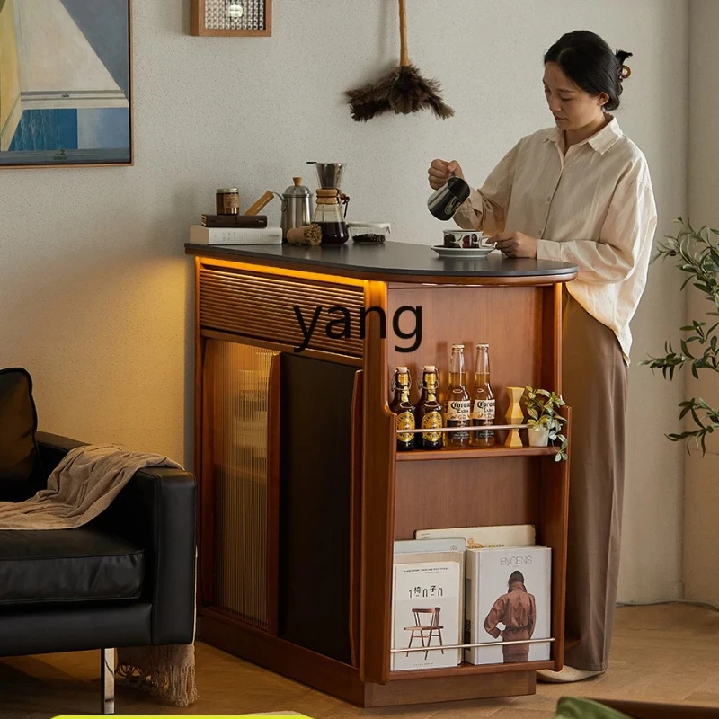 

Yjq Solid Wood Stone Plate Bar Cabinet Living Room Partition Kitchen Island Console Storage Sideboard Cabinet