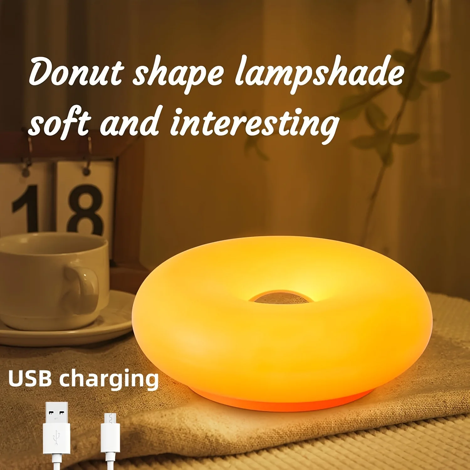 

Mushroom Donut Round Lamp Bedside Touch Dimmable Atmosphere Lamp Mid-Century Cream Style Wall Decoration Wall Lamp Night Light