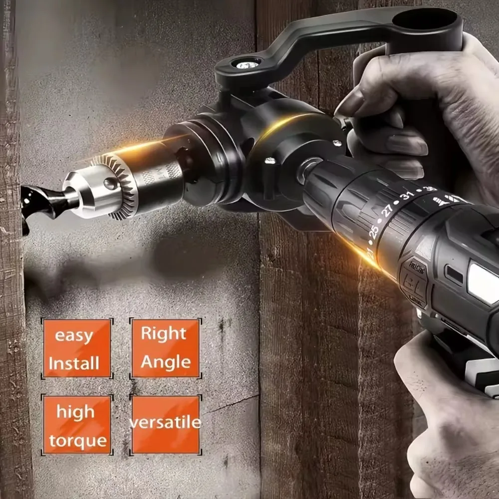 

Right Angle Drill Adaptor 90 Degree Turning Electric Corner Aluminum Alloy Drilling Tool for Household Workplace Industry