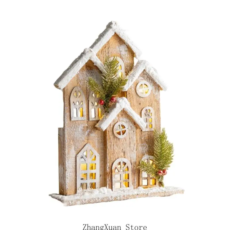 Beleuchtetes Miniatur-Schneehaus-Ornament mit weichem Licht zur Regalpräsentation, 3 x – Detail 5