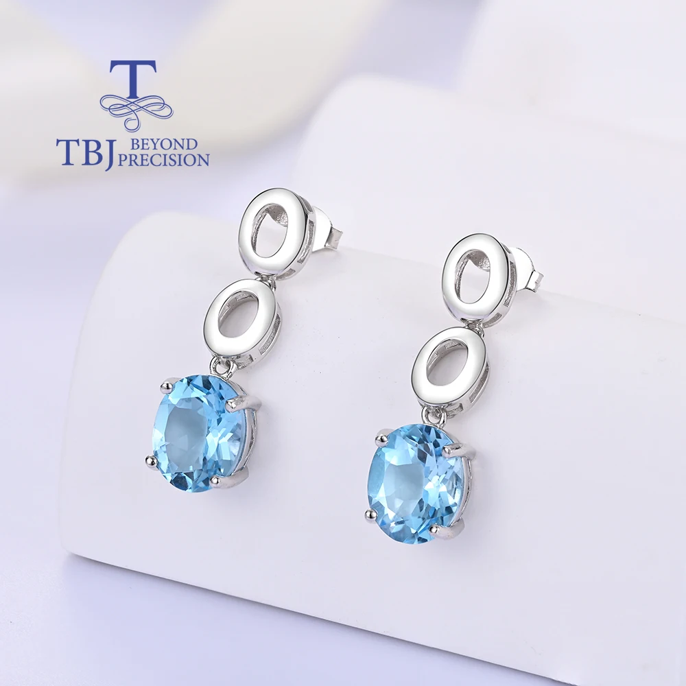 Delicate Light luxury November Birthstone Natural sky topaz earrings fashion S925 silver fine jewelry gifts for ladies and girls