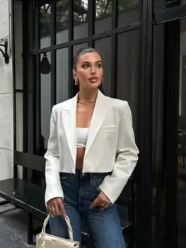 2025年新款春季時尚女士短版西裝外套,優雅純色西裝夾克,高街OL時尚黑色短外套 10 最佳銷售 短版西裝外套 - №5