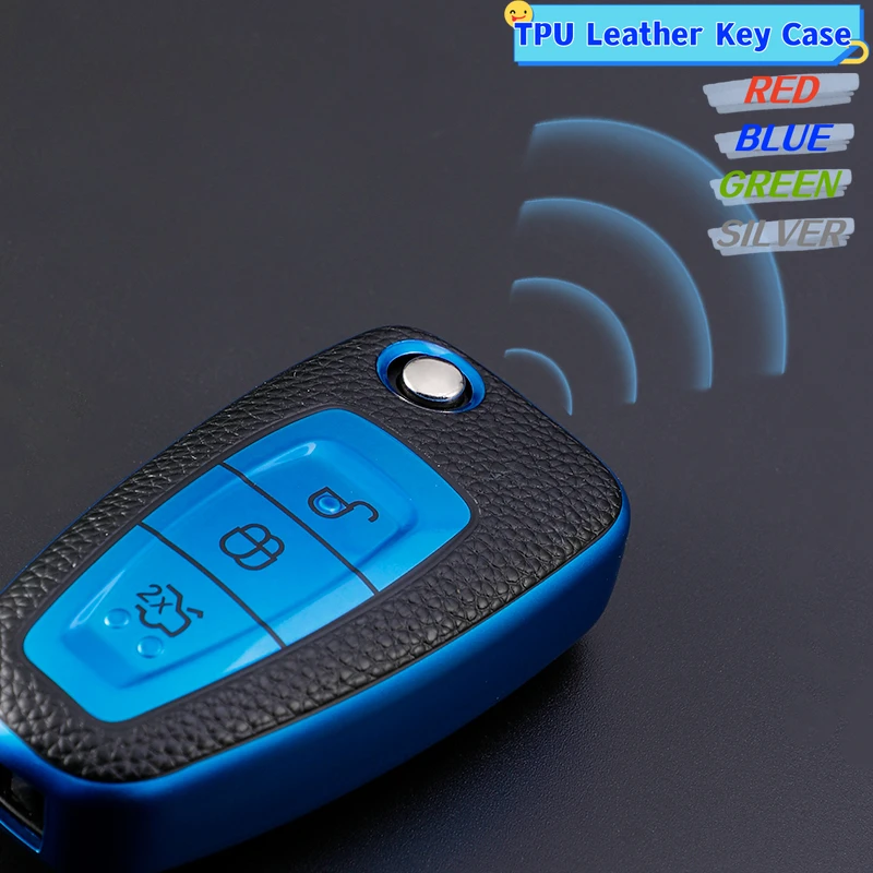 Auto Key Holder Leather TPU Car Key Case Cover For Ford Ranger C-Max S-Max Focus Galaxy Mondeo Transit Tourneo Custom