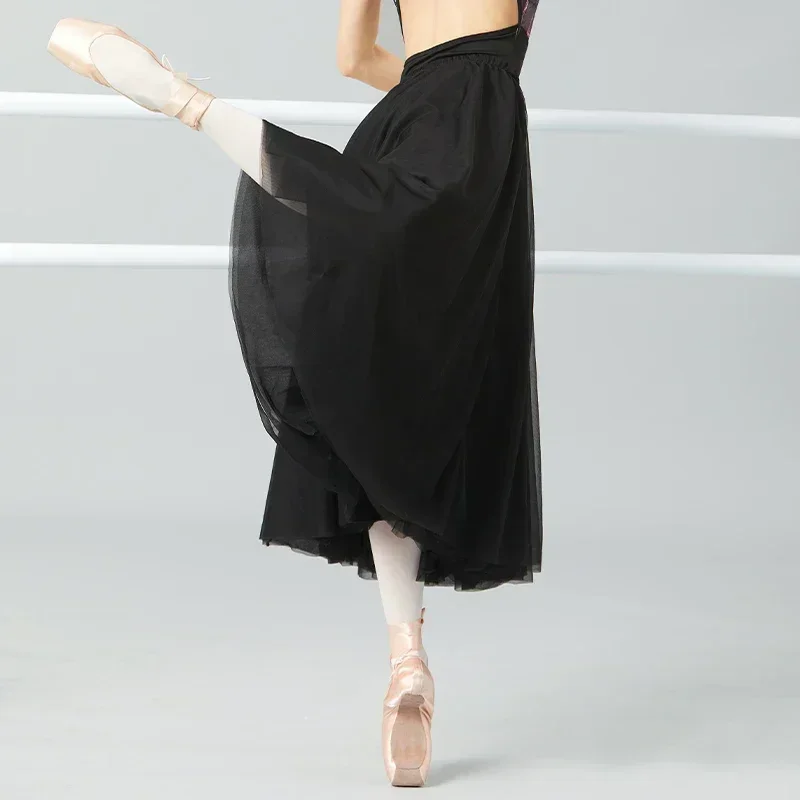 تنورة باليه مكونة من 4 طبقات تنورة رقص طويلة للسيدات تنورة أداء رقص الباليه الشبكية الناعمة للبالغين