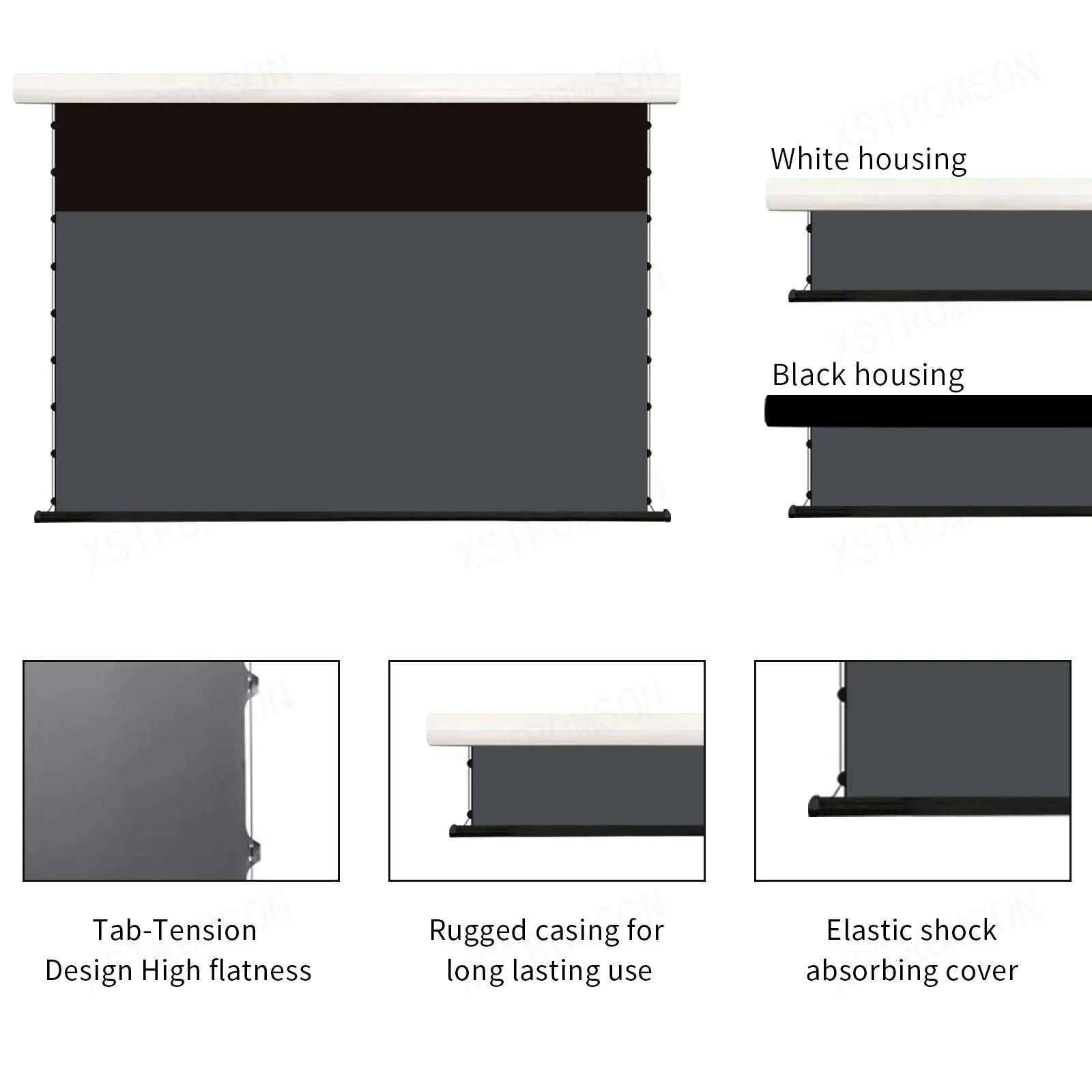 120'' Electric Tab-tensioned PET Crystal Projection Screen Motorized Drop-Down ALR UST Anti-light Screen for 4K Laser Projector