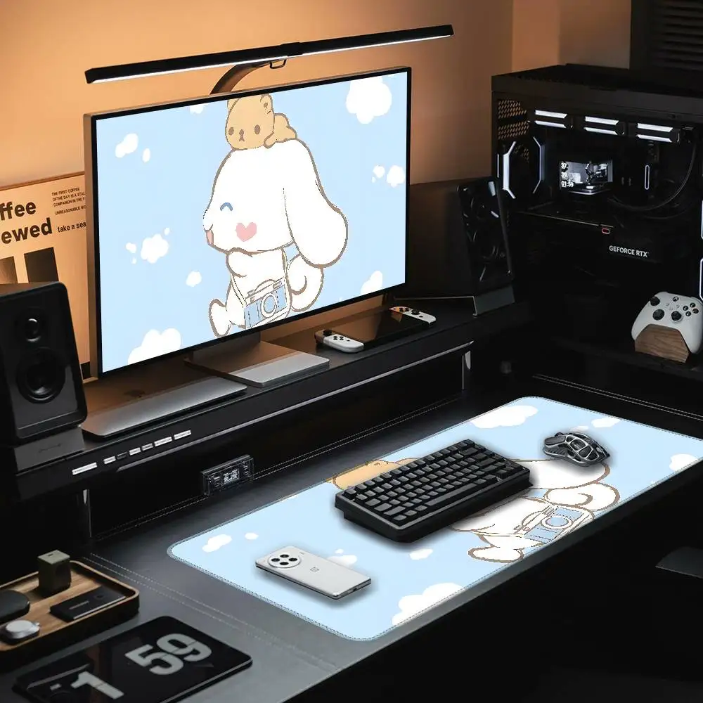 C-Cinnamoroll Cute Mouse Pad Rubber Thicken Overlock Gaming Table Mat Office Computer Keyboard Pad PC Mousepad