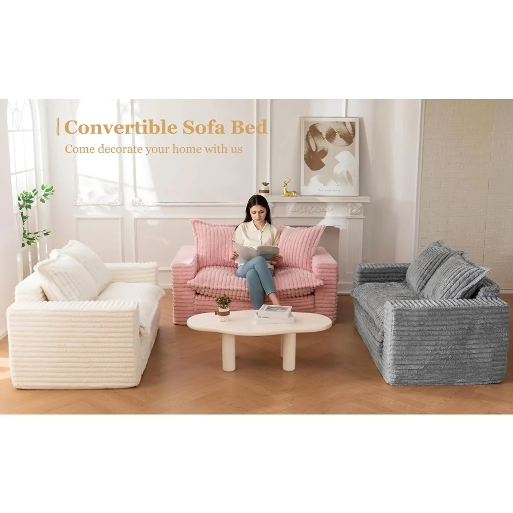 أريكة سرير قابلة للتحويل 3 في 1 لغرفة المعيشة: مقعد نوم مع وسائد قابلة للغسل