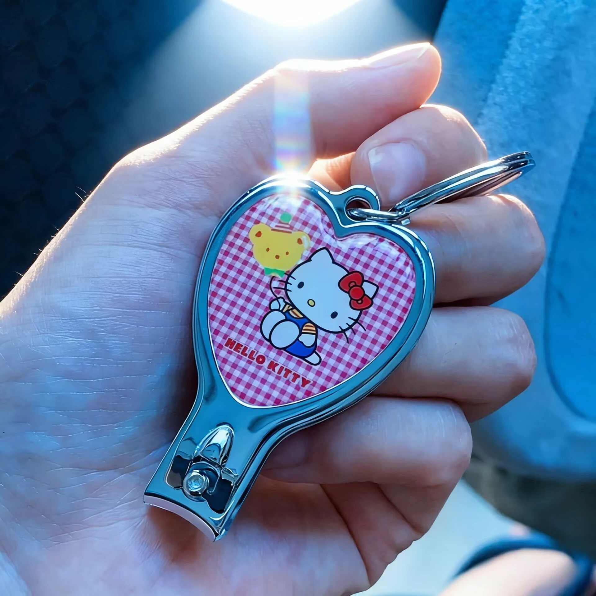 

Hello Kitty Love Nail Clippers Keychain Multi functional Bottle Opener Cute Cartoon Portable Nail Knife Pendant