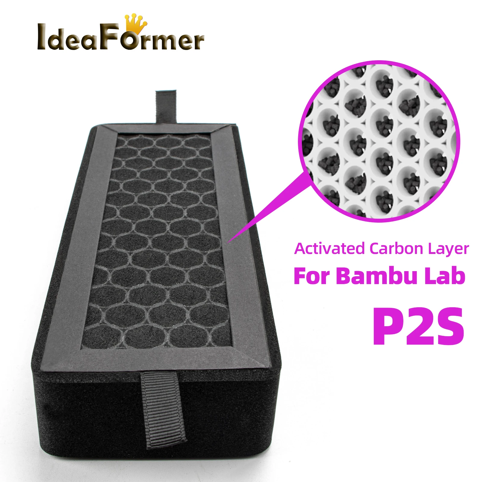 1/2Pcs For Bambu Lab P2S Activated Carbon Filter Air Purifier Filter High Efficiency Odor For Bambu Lab P2S 3D Printer Parts