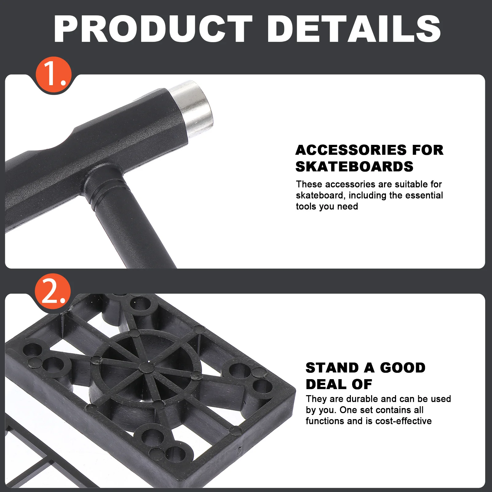 

1Set Skateboard Gaskets Aluminum Alloy Repair Tool Durable Skateboard Fixing Spanner Maintenance Accessory Skateboards Accessory