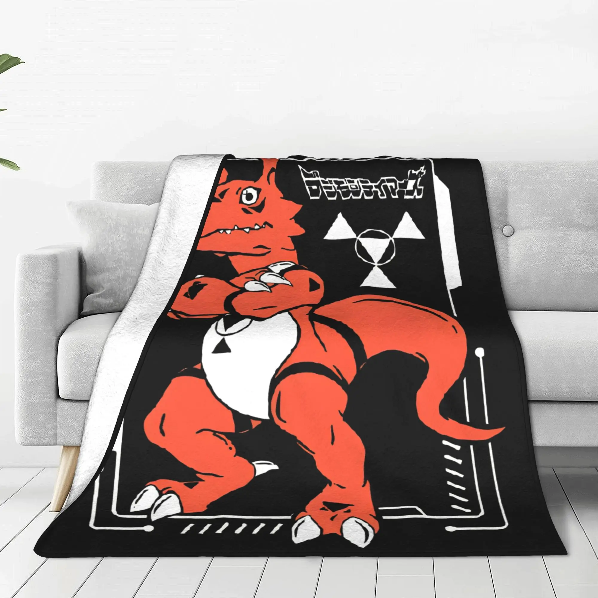 Digimon Guilmon Blankets  Fleece Funny Breathable Throw Blanket for Bed Sofa  Winter