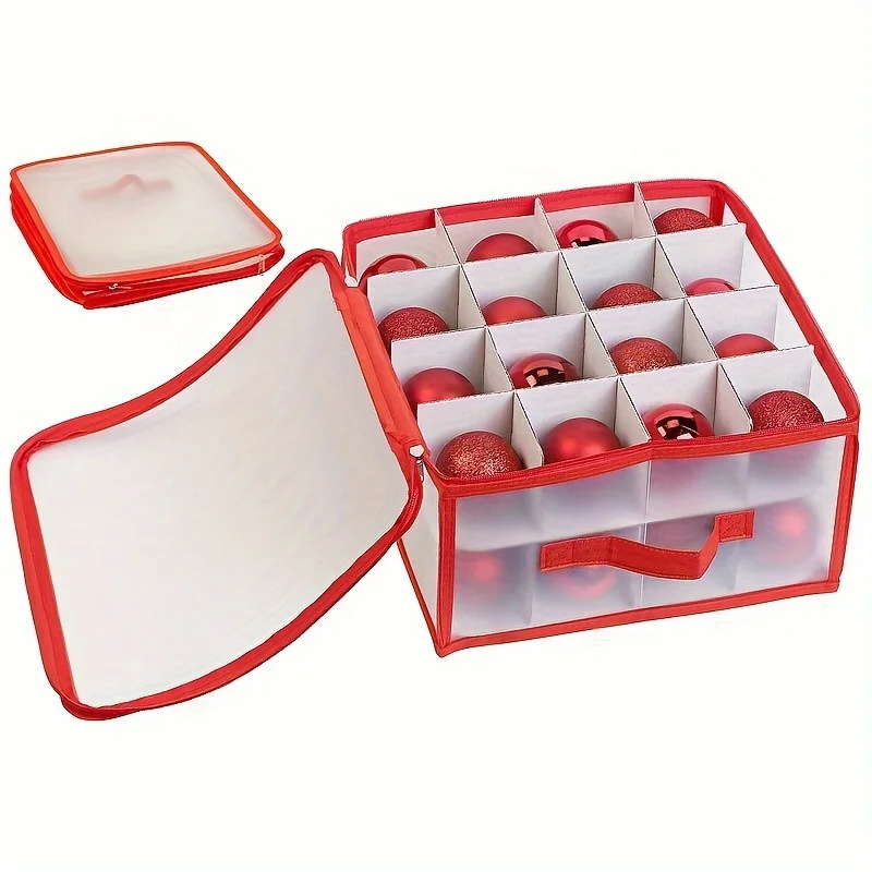 Caja de almacenamiento de adornos de rejilla 32/64, almacenamiento de bolas de Navidad, decoraciones para árboles de Navidad, organizador,