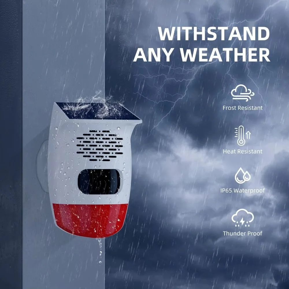 Waterproof Solar Alarm Multifunctional Rechargeable Solar Charging Alarm Sound Alarm Portable Security Alarm Siren