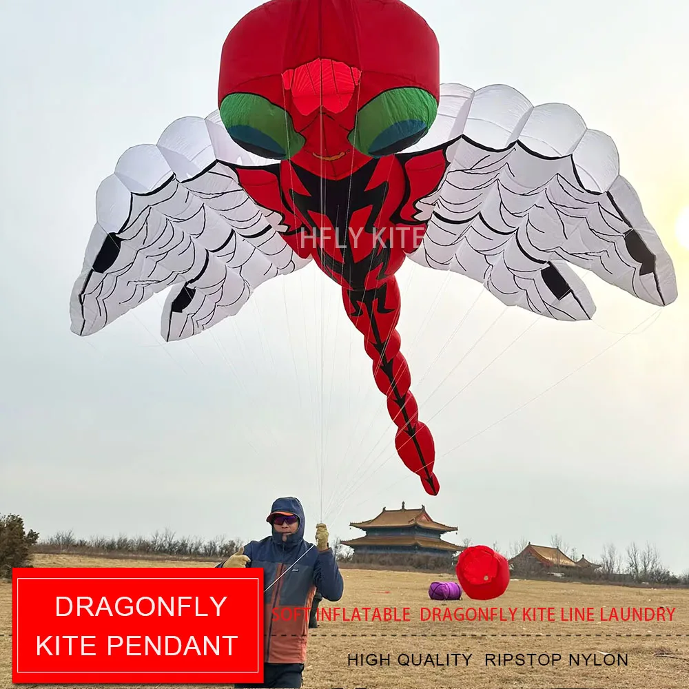 HFLY New Arrival Soft Inflatable Dragonfly Kite Line Laundry for Adults High Quality Ripstop Nylon Animal Show Kite Pendant