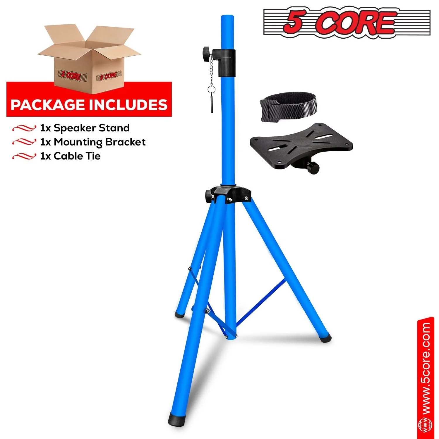 5 Core Speaker Stand Height Adjustable PA DJ Tripod Studio Monitor Stands w 35mm Compatible Insert - SS ECO 1PK SKY BLU WoB