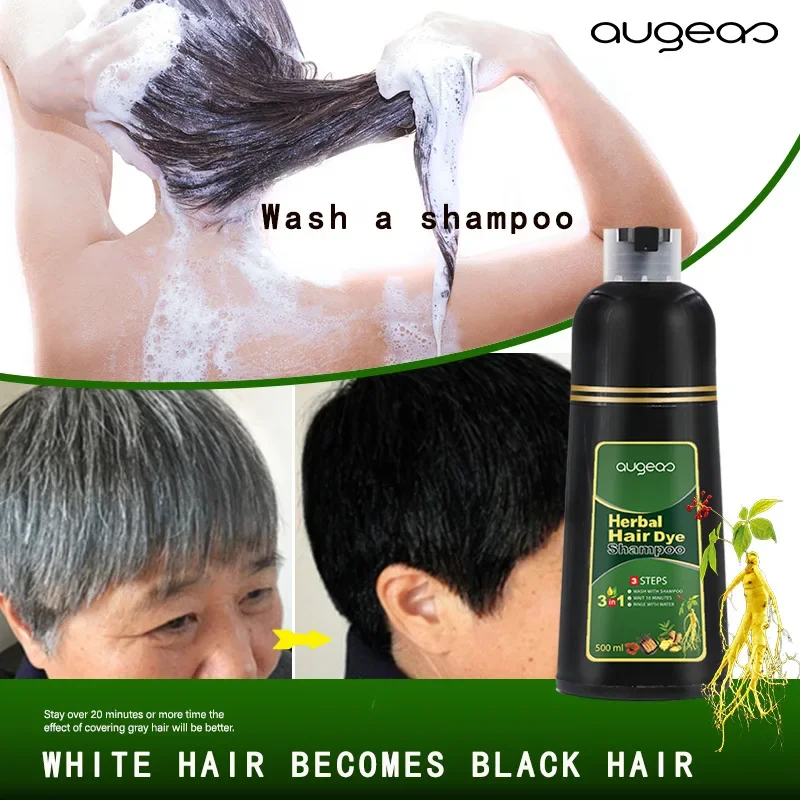 500ml Organic Natural Fast Hair Dye Only 5 Minutes Noni Plant Essence Black Hair Color Dye Shampoo for Cover Gray White Hair