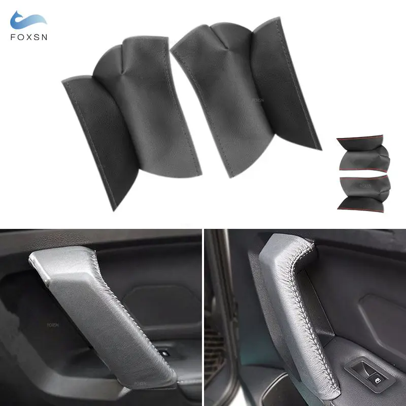 Car Interior Door Handle Pull Grab Cover Hand Sewing Microfiber Leather Cover Trim For VW Tiguan 2017 2018 2019 2020 2021 2022