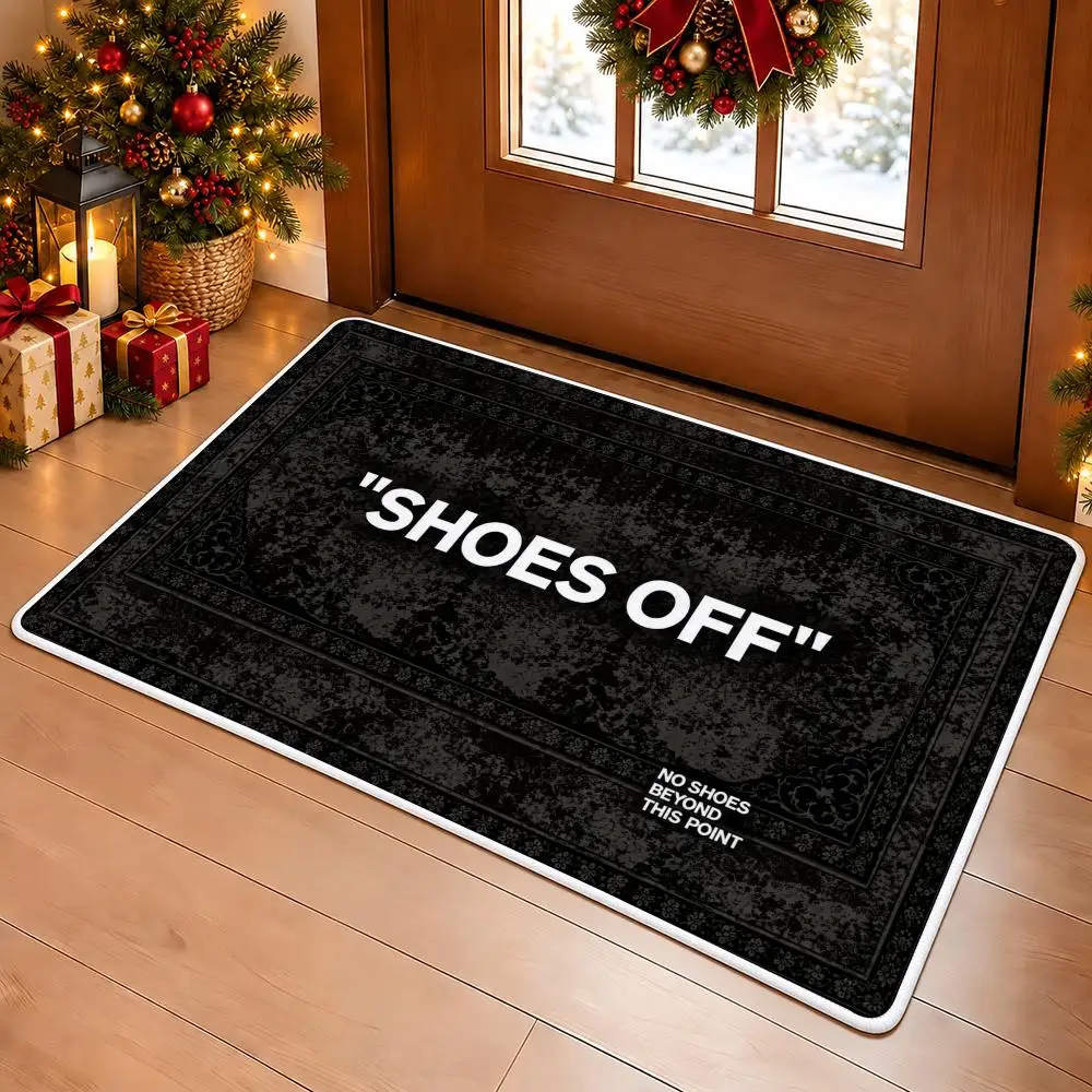 Shoes Off Minimalist Floor Mat Soft Flannel Floor Mat Cloud Feel Non-slip Bath Rug Machine Washable Foam Carpet Door Mat