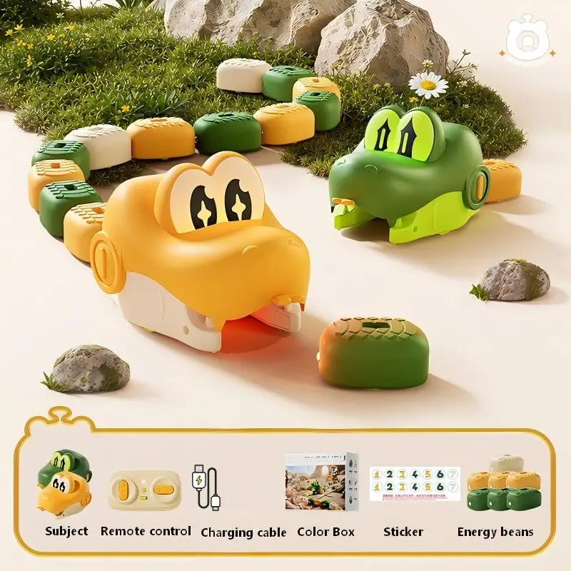 Magnetic Eating Snake Remote Control Car Toy for Boys Dual Player Battle Greedy Bean Children's Birthday Gift image 3