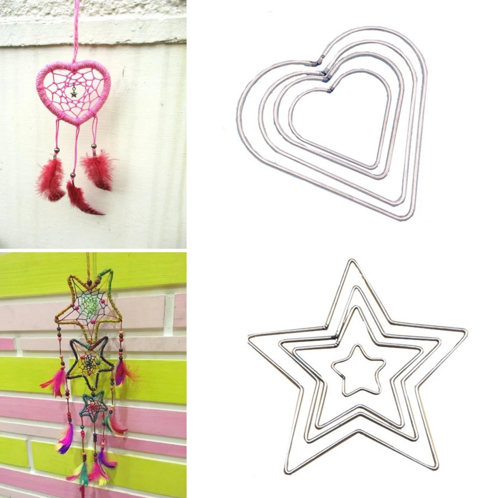Aro de Metal soldado con estrella de cinco puntas para manualidades, suministros de decoración de corazón de amor, piezas de bricolaje
